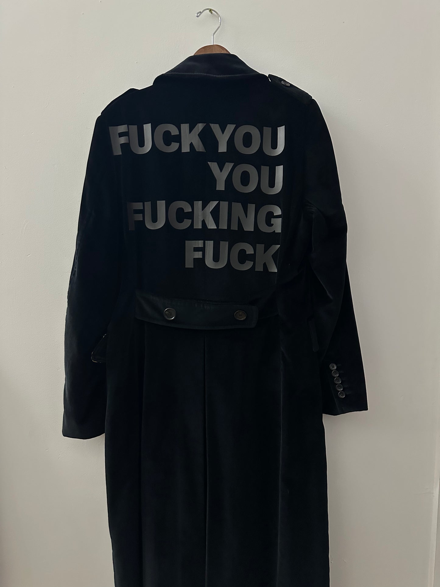 Repurposed Black Gucci Velvet Long Coat