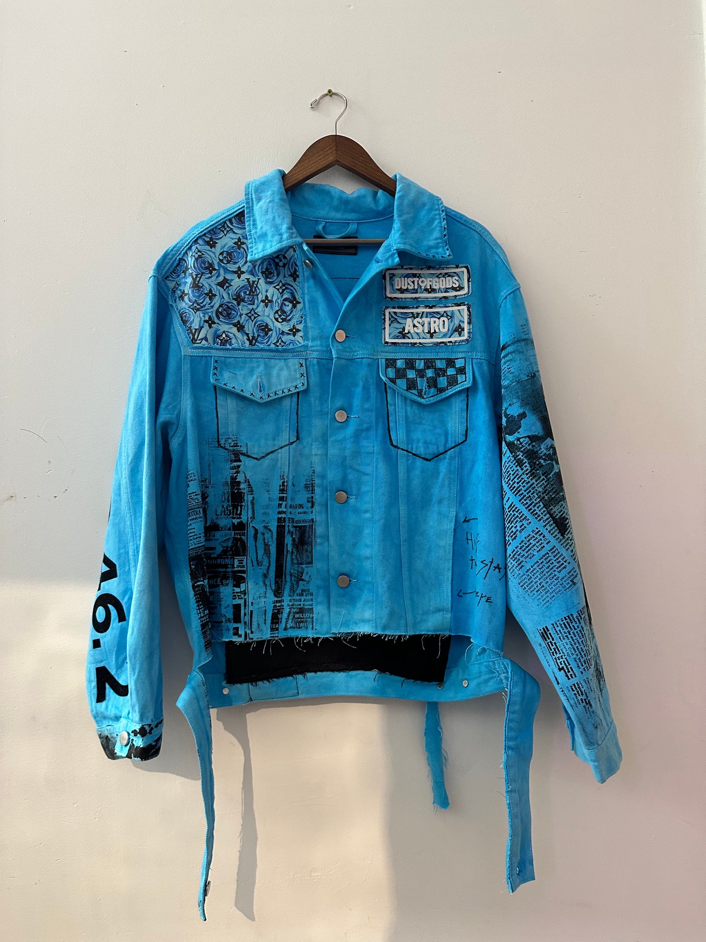 Blue Reworked Denim with Louis Vuitton Patchwork and Astro Print