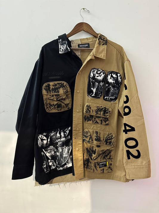 Hand Painted Reworked Yankees Half & Half Button Up