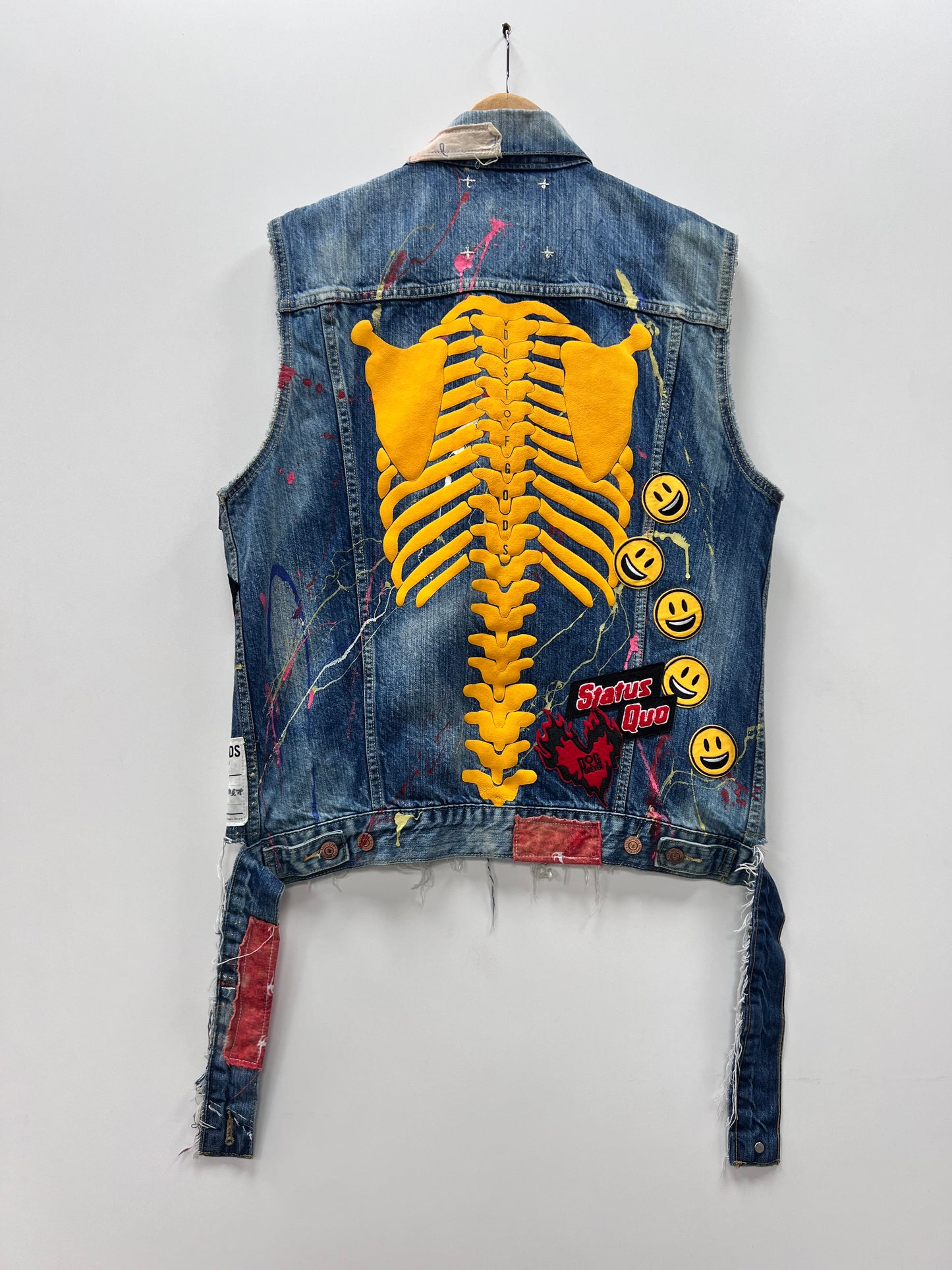 Skull & Bones Blue & Yellow Denim Vest