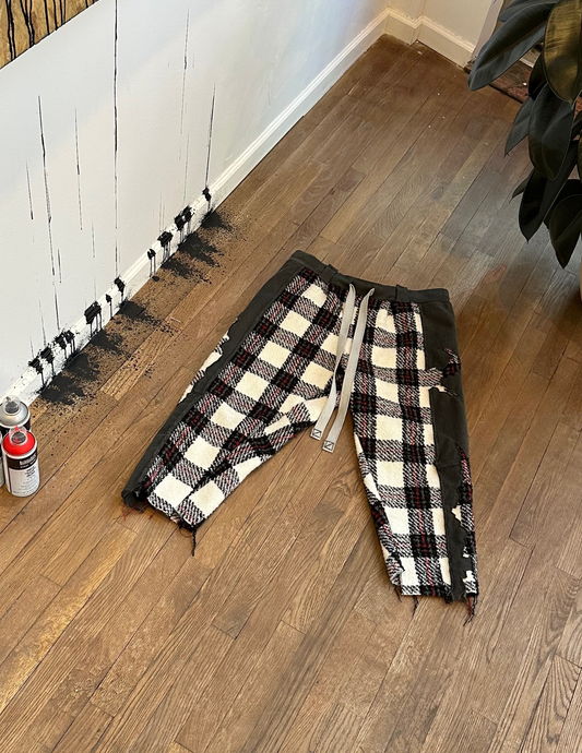 NYFW 22 Look 24 - Deconstructed Flannel Lounge Pants