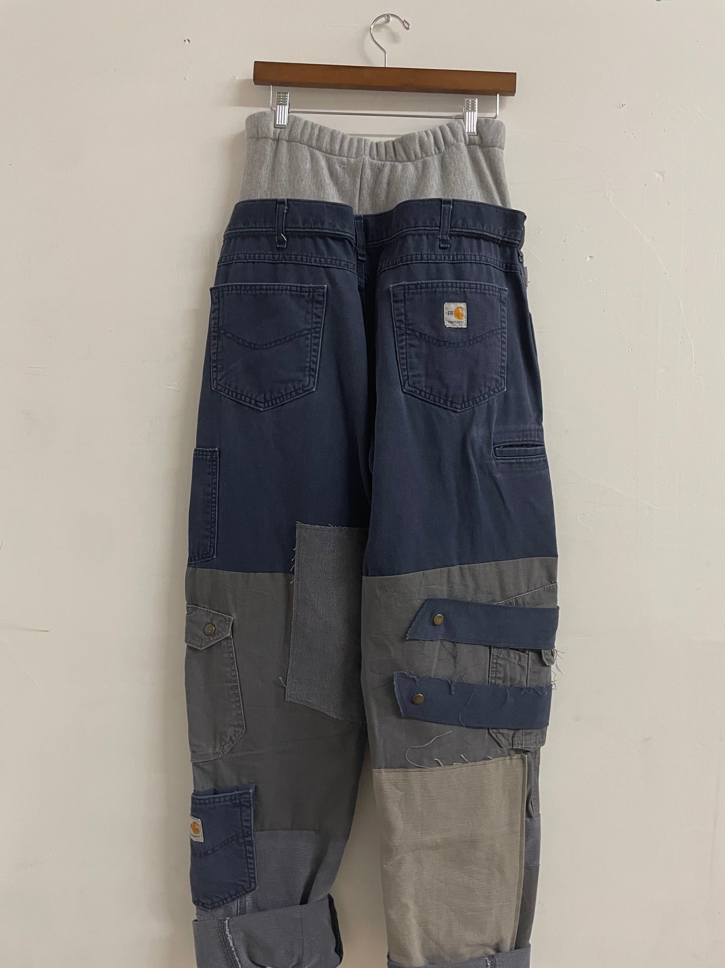 NYFW 22 Look 26 - Blue Dusted Patchwork Workwear Pants