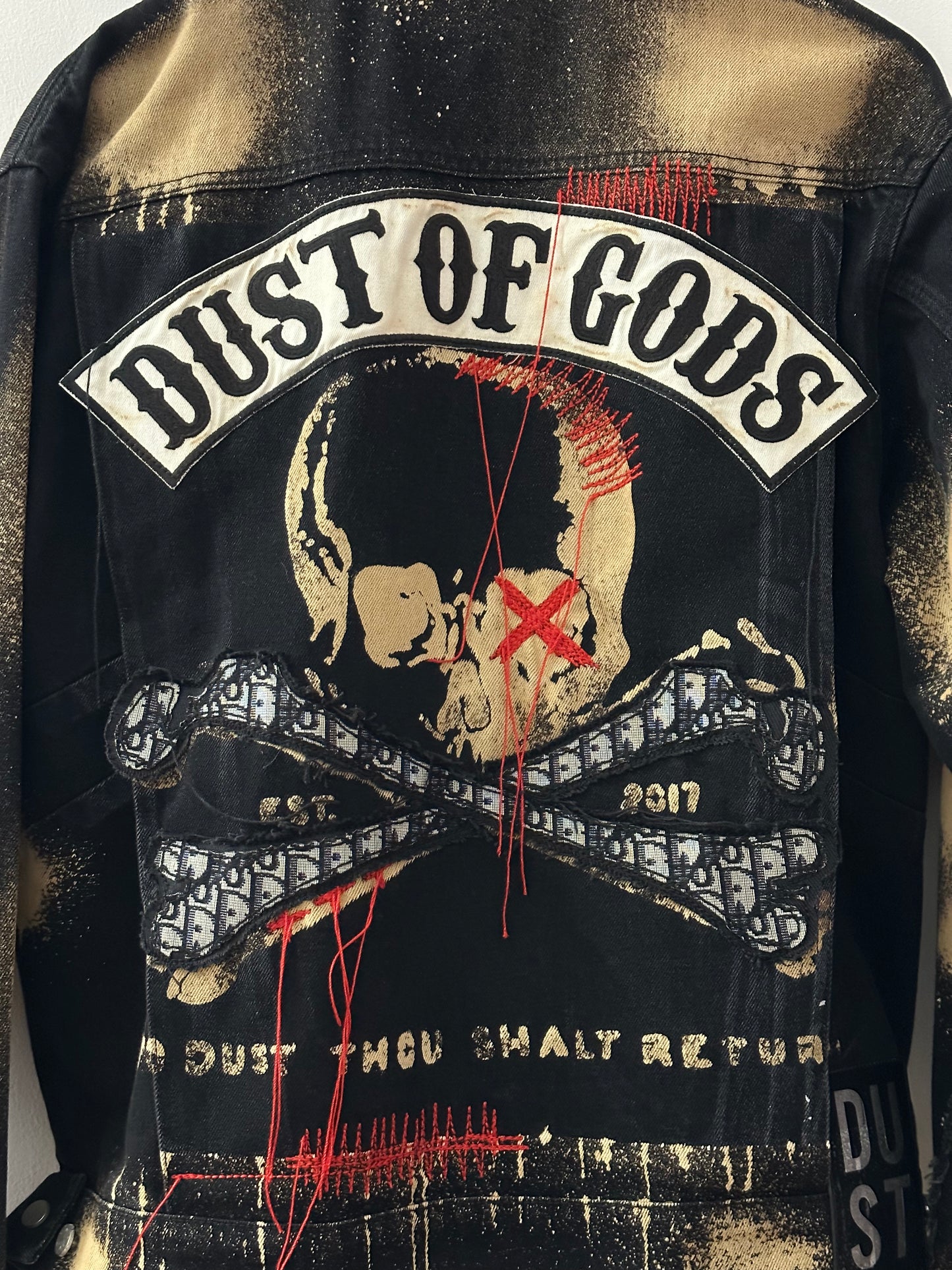 Bleached Skull Black Moto Jacket