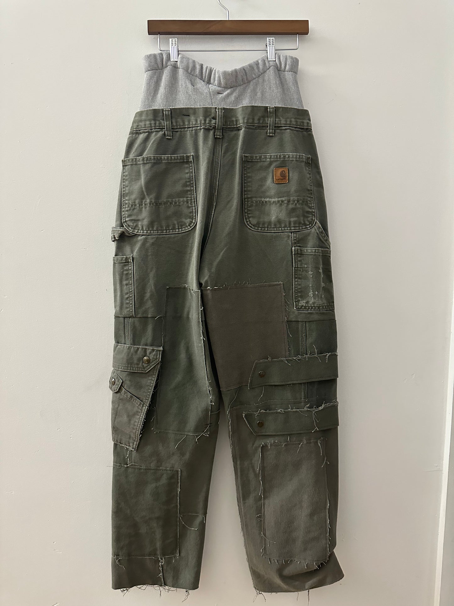 NYFW 22 - Original Dusted Green Workwear Pants with Grey Waistband