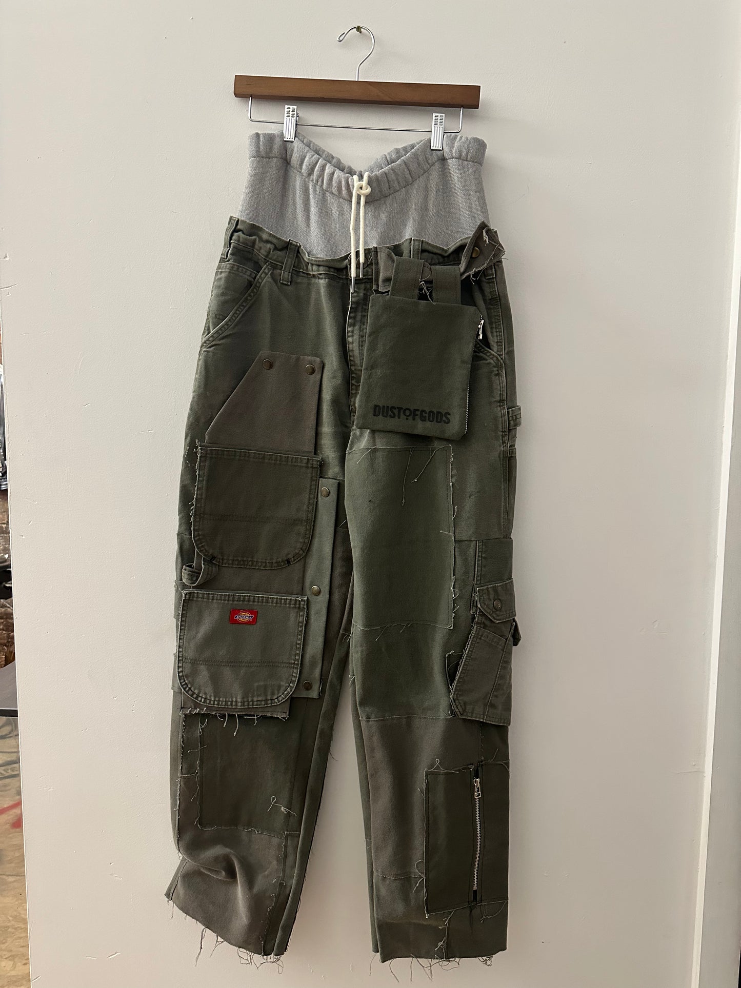 NYFW 22 - Original Dusted Green Workwear Pants with Grey Waistband