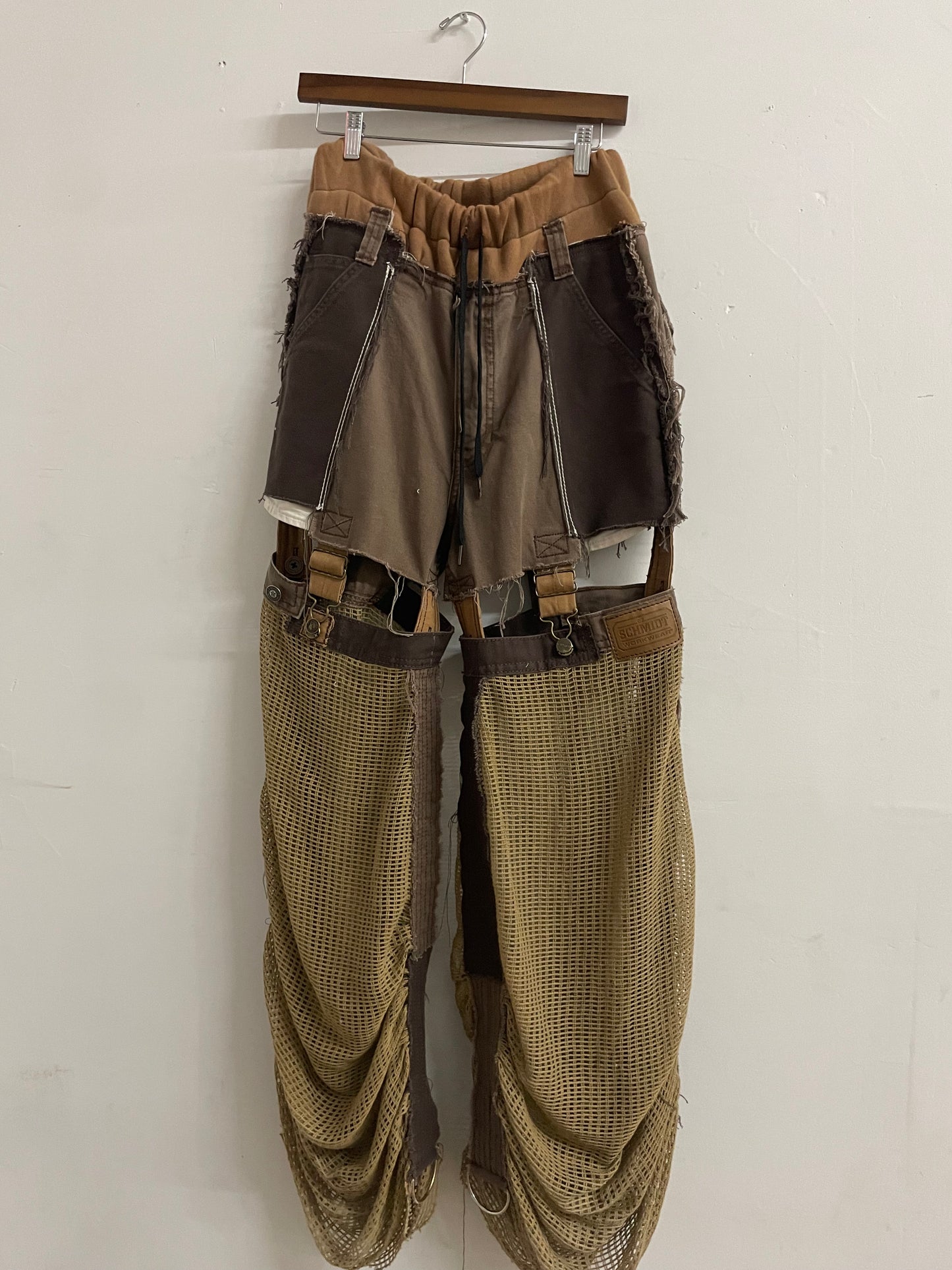 NYFW 22 Look 28 - Patchwork Mesh Workwear Pants