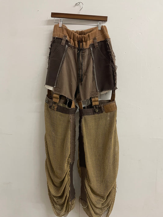 NYFW 22 Look 28 - Patchwork Mesh Workwear Pants