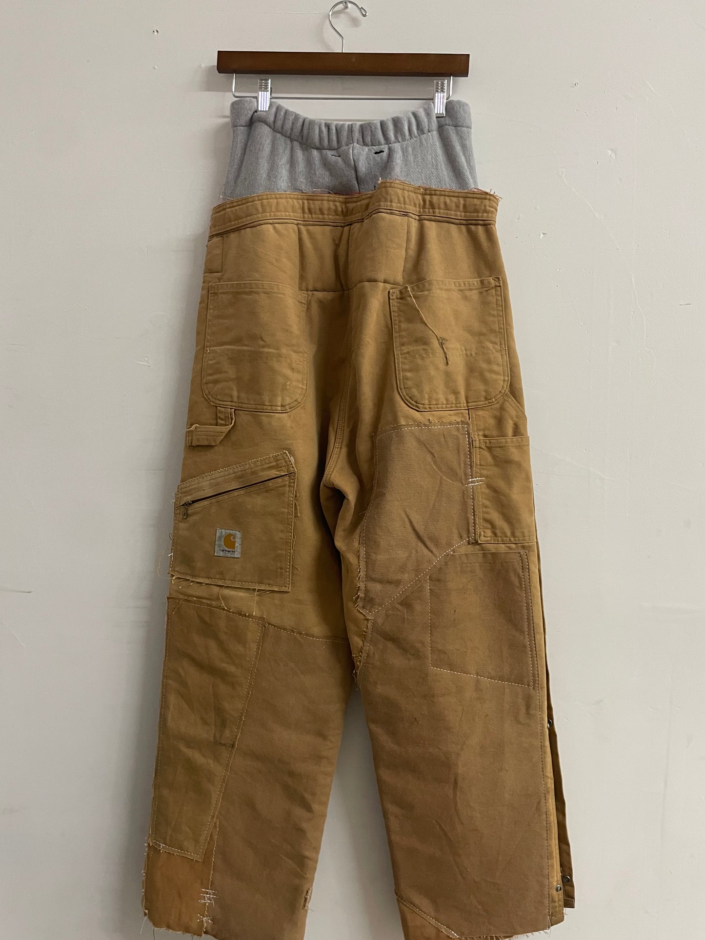 NYFW 22 Look 26 - Carhartt Khaki Dusted Patchwork Workwear Pants