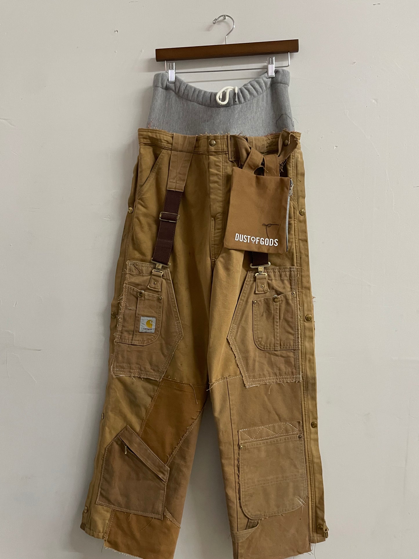 NYFW 22 Look 26 - Carhartt Khaki Dusted Patchwork Workwear Pants