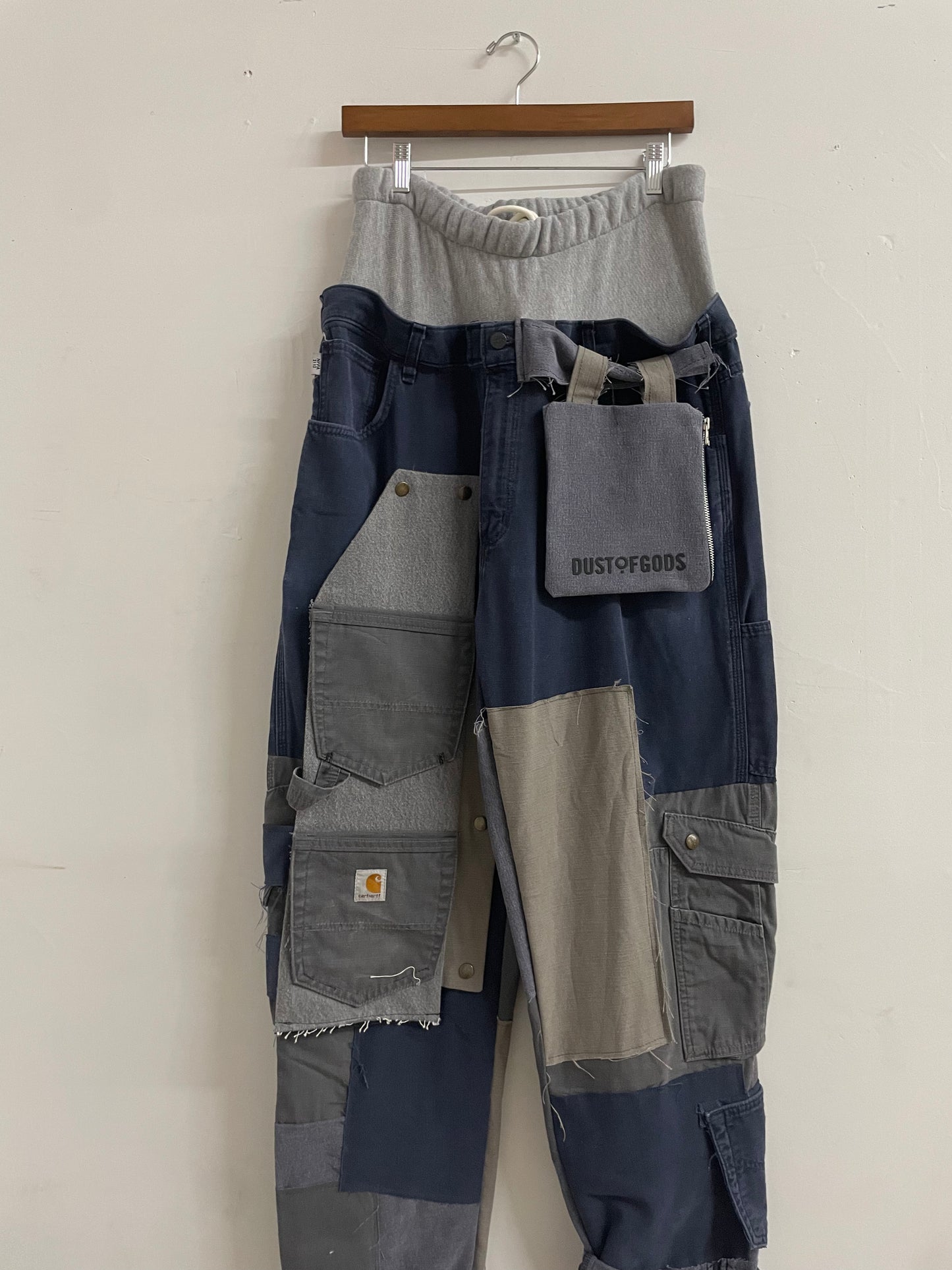 NYFW 22 Look 26 - Blue Dusted Patchwork Workwear Pants