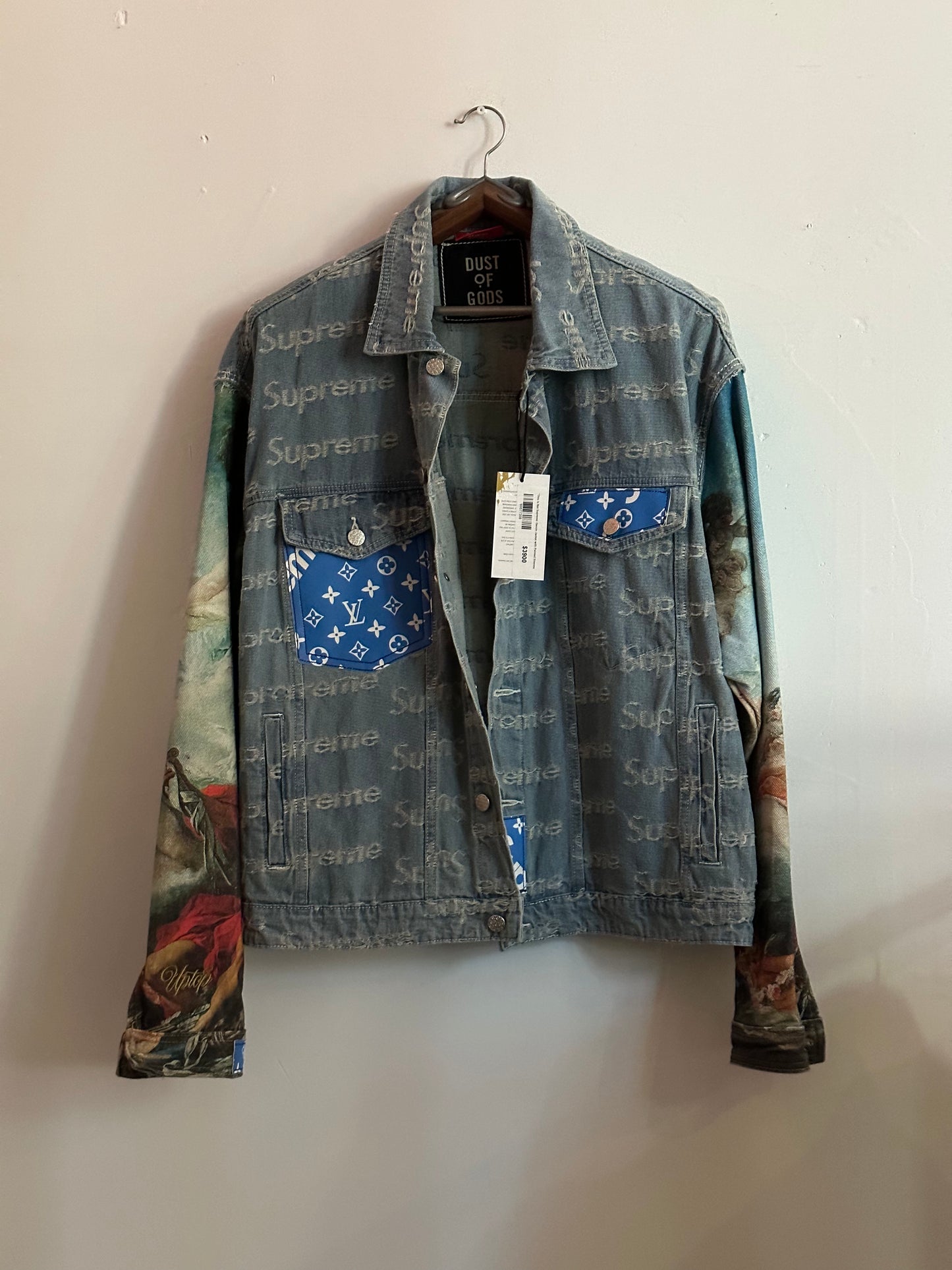 'This is Not Supreme' Denim Jacket with Painted Sleeves