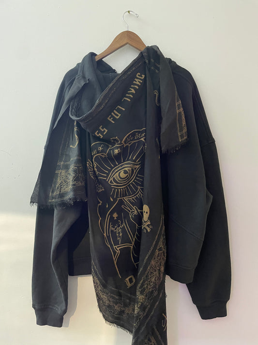 Tajir Ghubar Black Hoodie with Black Scarf