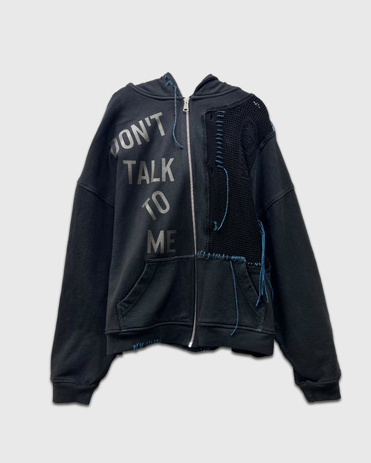 “Don’t Talk To Me” Crocheted Zip-Up Hoodie