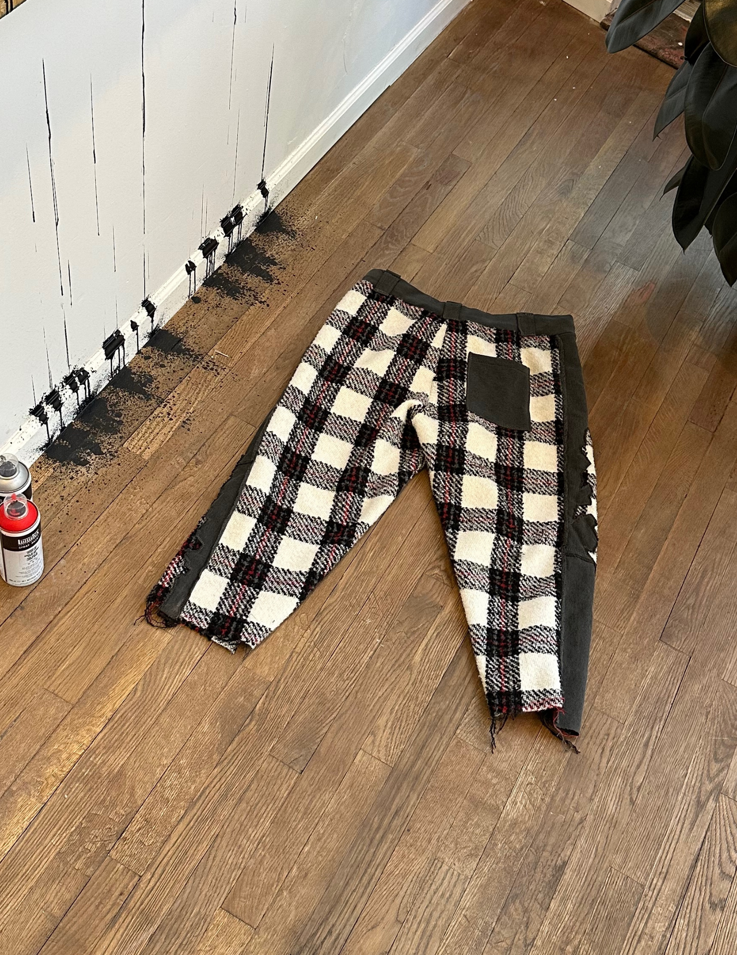 NYFW 22 Look 24 - Deconstructed Flannel Lounge Pants